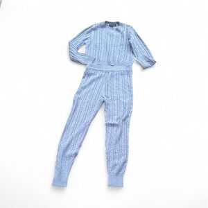 Elegant Sky Blue Knit Jumpsuit